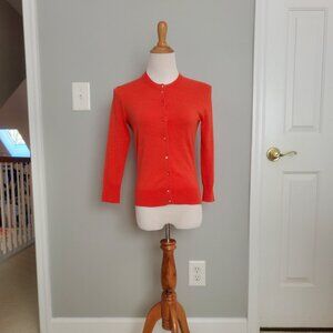 J. Crew Womens Jackie Cardigan Sweater Orange Small S Cotton Pearl Button down